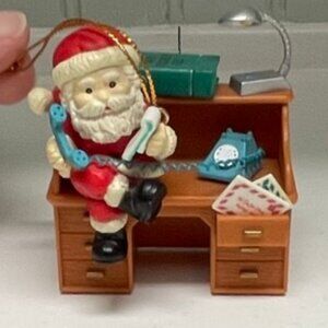 Lustre Fame, Ltd. 1995 Christmas Ornament Santa on Desk VINTAGE